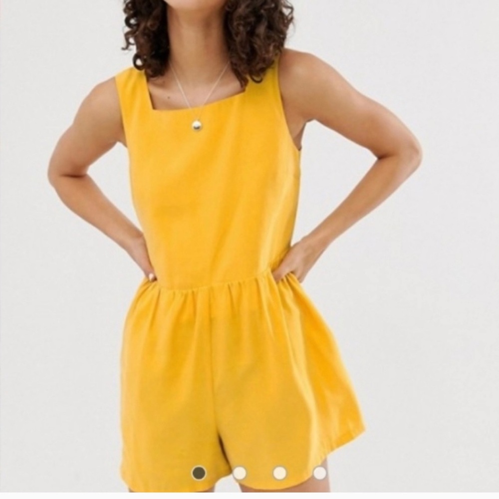 Asos Yellow Button/Open Back Sleeveless Romper